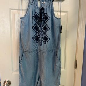 Crown and Ivy Medium Denim Romper NWT
